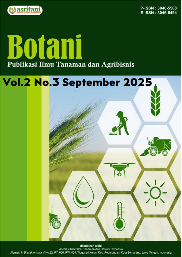 					View Vol. 2 No. 3 (2025): September: Botani: Publikasi Ilmu Tanaman dan Agribisnis
				